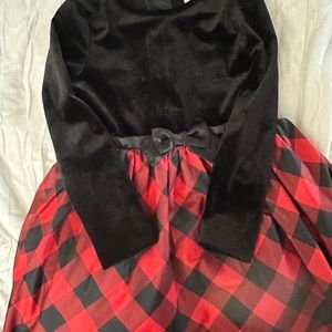 Cat and Jack buffalo check toddler dress red and black with velour